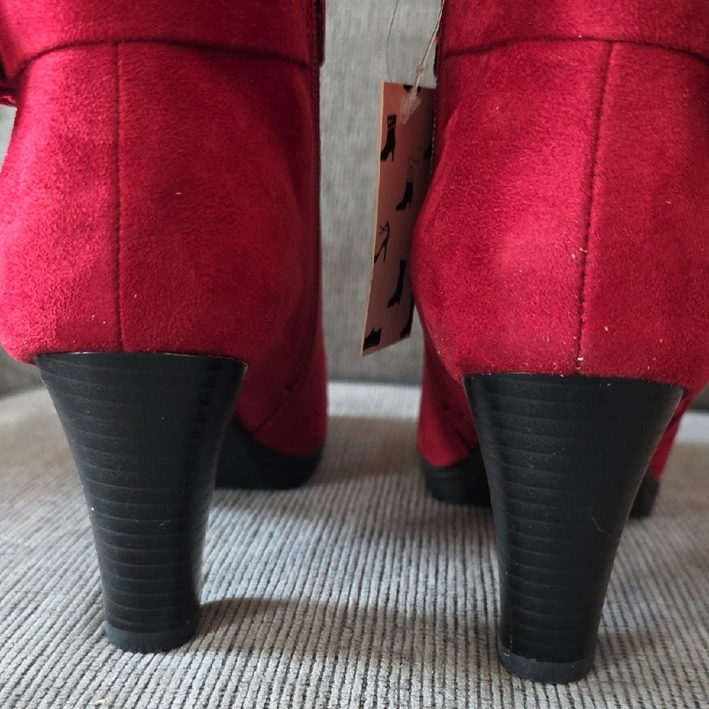 Elegant Women's Dark Red Suede Ankle Boots By Mysoft, Size 9, NWT, 3 Inch Heel - Picture 8 of 15